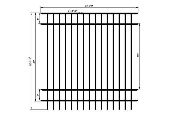 Galvanizado/alumínio 3 trilhos painéis de cerca de piscina ornamentais de topo plano